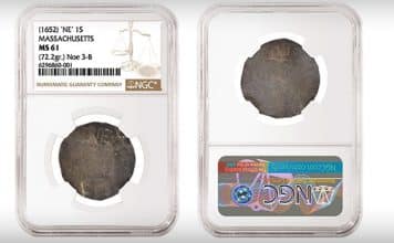 Recently Discovered Finest Known "NE" Massachusetts Shilling Certified by NGC