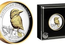 Perth Mint Coins - Australian Kookaburra 2021 2oz Silver Proof High Relief Gilded Coin