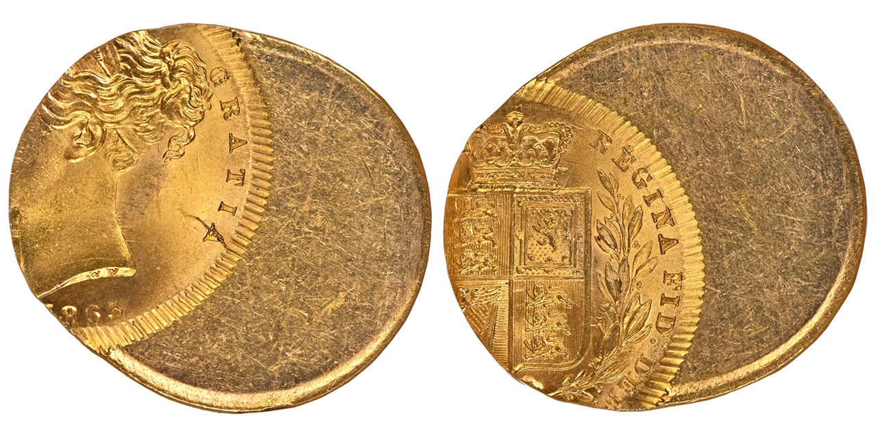 GREAT BRITAIN. Victoria. (Queen, 1837-1901). 1863 AV Sovereign. NGC MS66 Mint Error. - Atlas Numismatics