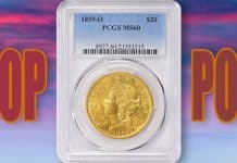 Hard to Find Mint State 1859-O Gold Double Eagle at GreatCollections