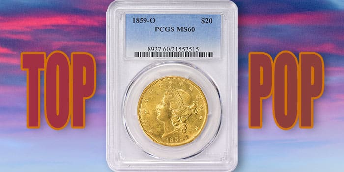 Hard to Find Mint State 1859-O Gold Double Eagle at GreatCollections