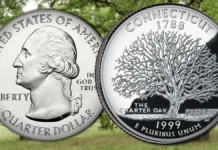 This is an image of a 1999 Connecticut State Quarter. Image: US Mint / Adobe Stock.