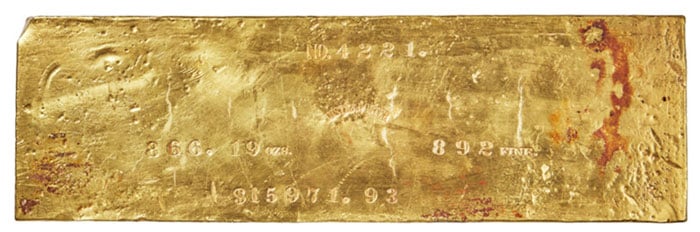 Heritage to Offer Largest Justh & Hunter Gold Ingot From 'Ship of Gold'