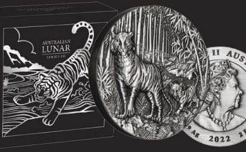 Perth Mint Issues 2oz Silver Antiqued Year of the Tiger Coin