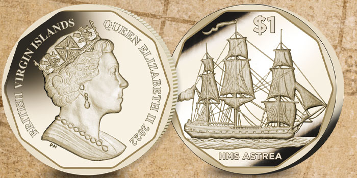 HMS Astrea Featured on New Coin in British Virgin Islands Ship Series