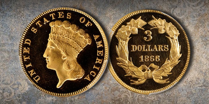 Finest Known 1866 Proof $3 Gold Piece From The Huberman Collection
