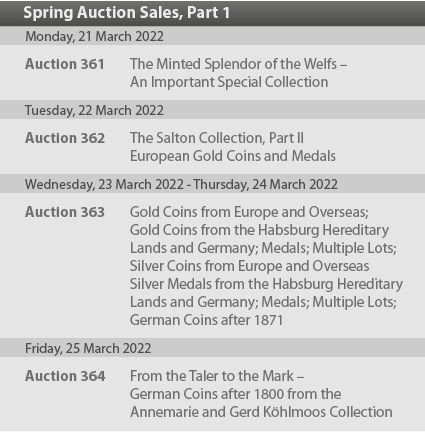 Künker Spring World Coin Auctions 361-367 Now Online - Part 1