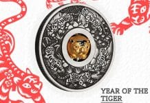 Perth Mint Issues Year of the Tiger Rotating Charm Antiqued Silver Coin