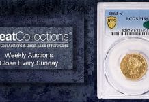 GreatCollections Offering Second-Finest 1860-S No Motto Half Eagle