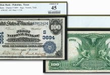 Special Palestine Texas $100 Date Back in Stack's Bowers Spring Auction