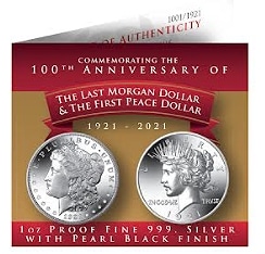Coin Commemorating Last Morgan, First Peace Dollar Available in Pearl Black Finish