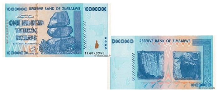 Zimbabwe Trillion Dollar Note