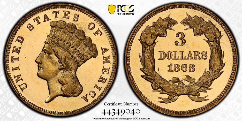 LOT 3100, HUBERMAN COLLECTION, 1868 PROOF