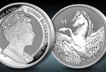 Pegasus Reverse Frosted Silver Bullion Coin Back for 2022