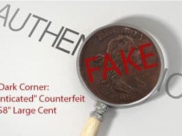 From the Dark Corner: An "Authenticated" Counterfeit 1798 "S-158" Large Cent