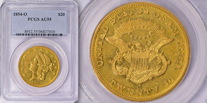 Rare Key Date 1854-O Double Eagle at GreatCollections