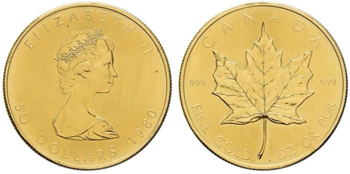 1980 Canada Maple Leaf Gold Coin.