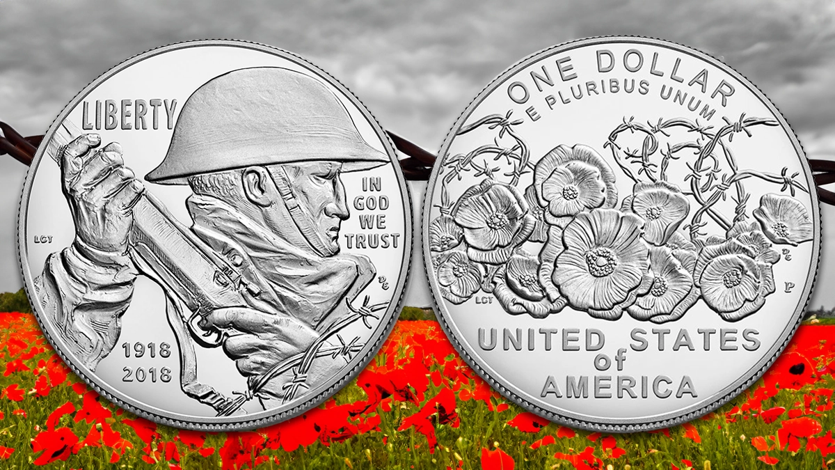2018-P World War I Army Veterans Centennial Dollar Commemorative Coin. Image: U.S. Mint / CoinWeek.