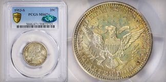 GreatCollections Offering One of Finest Certified 1913-S Barber Quarters