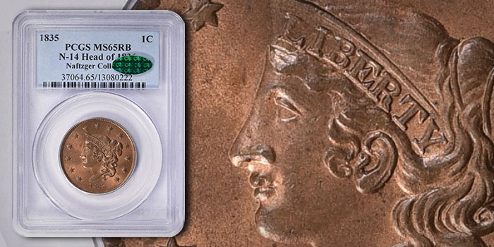 Finest Known 1835 Matron Head Large Cent Offered by GreatCollections