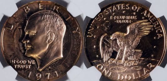 Mike Byers Mint Error News - Unique Proof 1971-S Eisenhower Dollar Overstruck on San Francisco Assay Office Medal