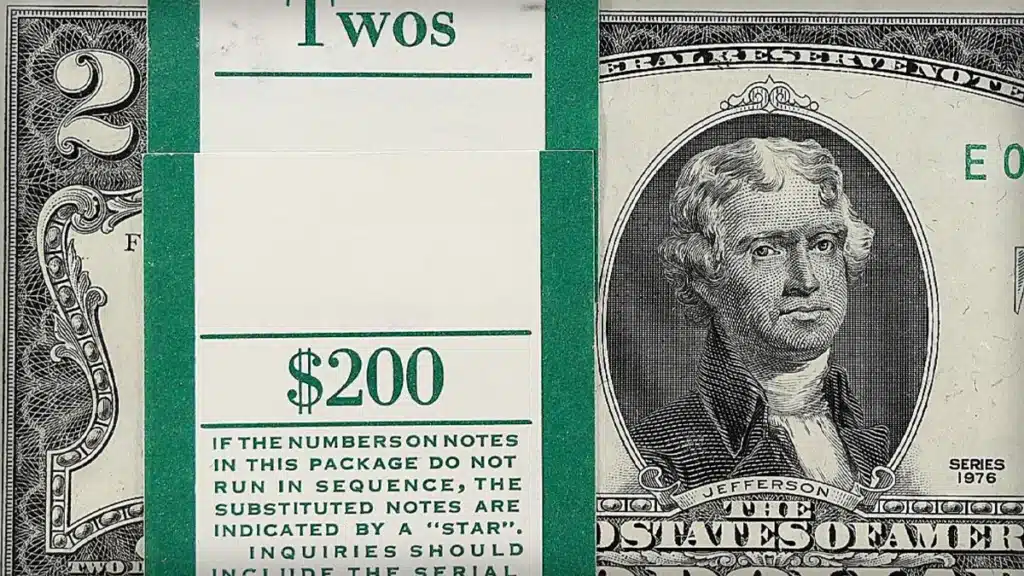 A pack of 1976 $2 Bills.