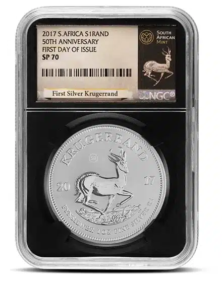 2017 South African Krugerrand graded SP70 by NGC.