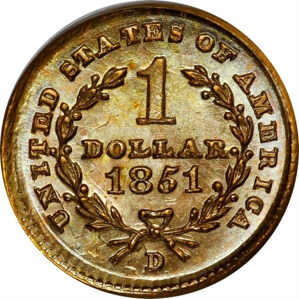 Reverse, Dahlonega Gold Dollar in Stack's Bowers Showcase Auction