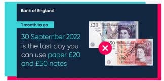 Only One Month Left to Redeem Paper £20 and £50 UK Banknotes