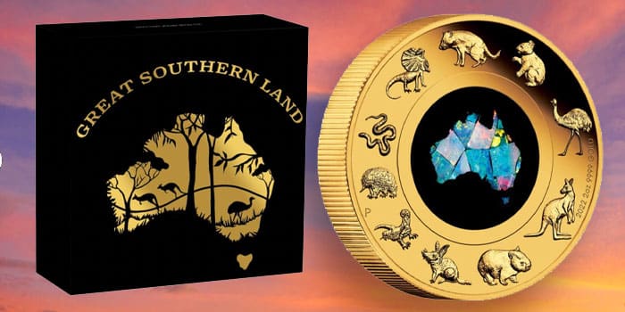 Perth Mint Issues 2022 Great Southern Land 2oz Gold Opal Coin