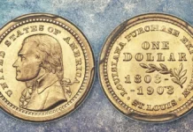 1903 Lousiana Purchase Exposition Jefferson Dollar. Image: Heritage Auctions / CoinWeek.