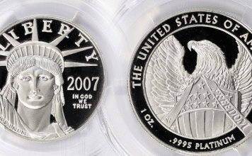 GreatCollections to Auction Frosted Freedom $100 Platinum Eagle Trial