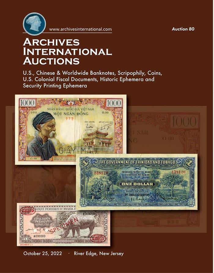 Archives International Auction 80 of Stocks, Bonds, and World Banknotes