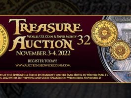 Sedwick Treasure, World, U.S. Coin & Paper Money Auction 32 From Now Online