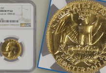Mike Byers Mint Error News - Washington Quarter Struck on Half Eagle Gold Coin