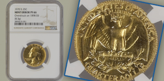 Mike Byers Mint Error News - Washington Quarter Struck on Half Eagle Gold Coin