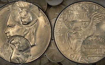 Mike Byers Mint Error News - Ike Dollar Overstruck by Cent Dies