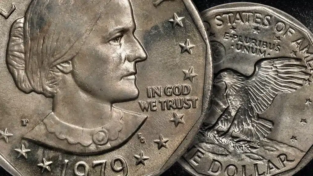 The 1979-P Susan B. Anthony dollar was the first small clad dollar struck at the Philadelphia Mint.