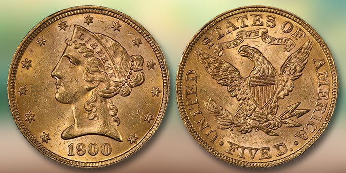 United States 1900 Liberty Head $5 Gold Half Eagle