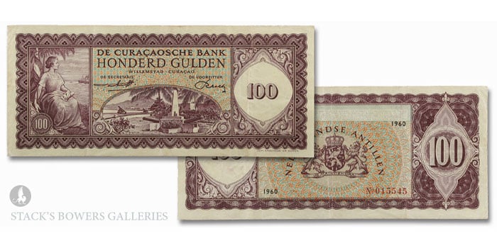 Sensational Curaçao 1960 100 Gulden in Stack's Bowers 2023 NYINC Auction