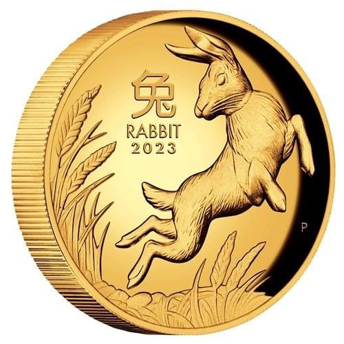Perth Mint Issues 2023 Year of the Rabbit 1oz Gold Proof High Relief Coin