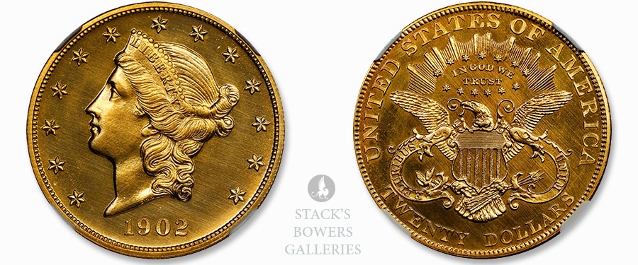 Proof 1902 Liberty Head Double Eagle $20 Gold Coin in Stack's Bowers Spring 2023 Rarities Night Auction