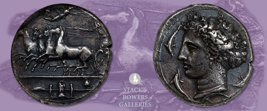Pedigreed Syracusan Dekadrachm From the Hand of Kimon - Stack's Bowers Galleries 2023 NYINC Ancient Coin Auction