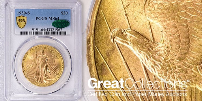 1930-S $20 Double Eagle graded MS64 by PCGS.