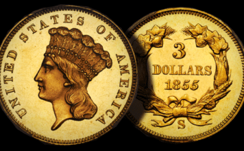 Record 1855-S $3 Gold Coin Leads Heritage’s Long Beach Auction Above $14.5 Million