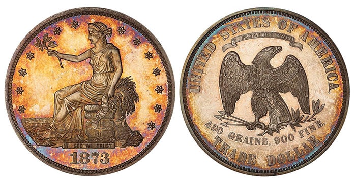 1873 Trade Dollar.
Proof-65 Cameo (PCGS).