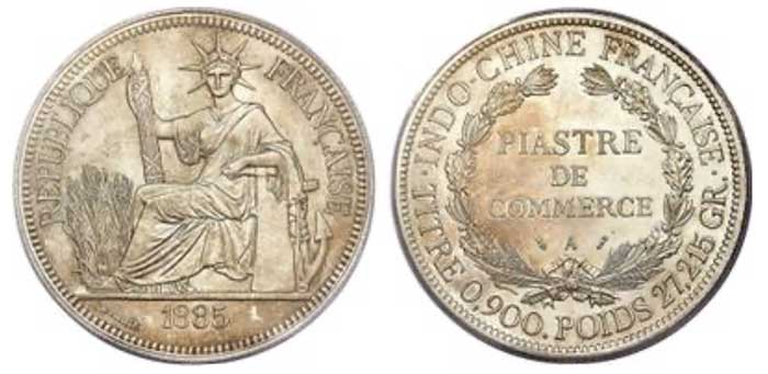 French Colony Proof Piastre 1885-A Genuine (Altered Surfaces) PCGS, Paris mint. Heritage AuctionsAuction 3065, Lot 30265 – 28/6/2018