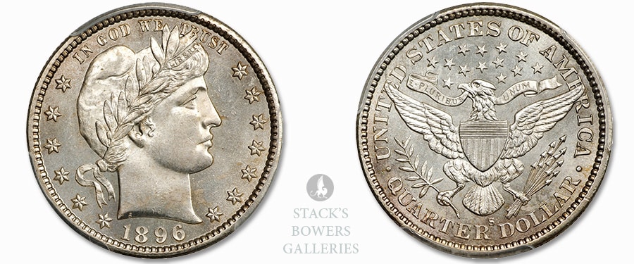 Stack's Bowers Galleries to Offer Gem 1896-S Barber Quarter in Spring 2023 Auction
