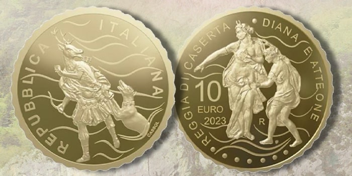 First 2023 Collector Coins From Italian Mint Honor Art of Vantivelli. Fontana di Diana e Atteone - Royal Palace of Caserta. Image: Mint of Italy.