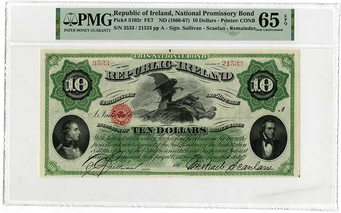 Ireland Promissary Note 10 Dollars, Produced in 1866.